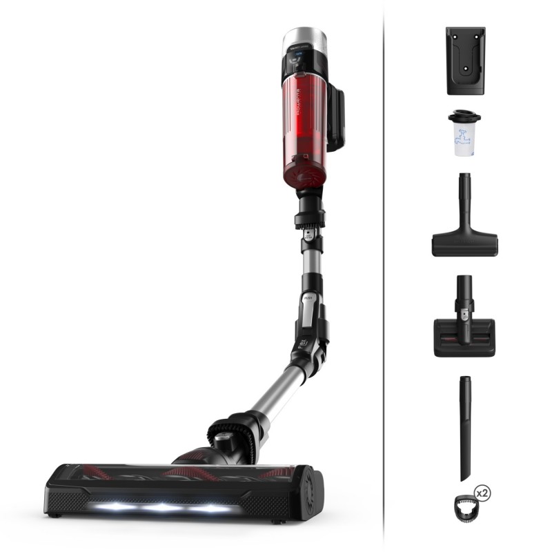 Rowenta RH2077WO, aspiradora escoba, sin cable, 18V, 250W, negro/rojo