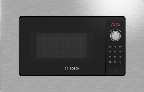 Bosch BEL623MS3, Microondas con plato giratorio, inox, cristal negro y acero, serie 2