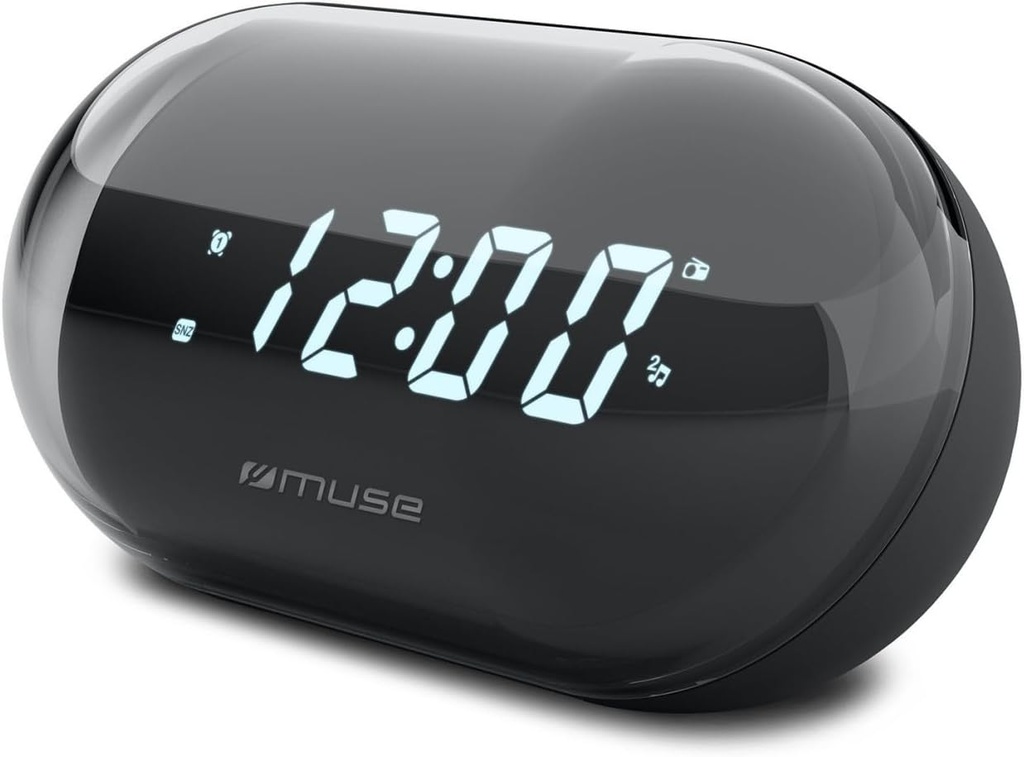 Muse M-15 GL, Radio Despertador, Doble Alarma, Radio FM, Negro