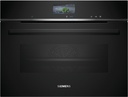 Siemens CB774G1B1, horno compacto 45cm, pirolítico, display TFT touch, iQ700, negro