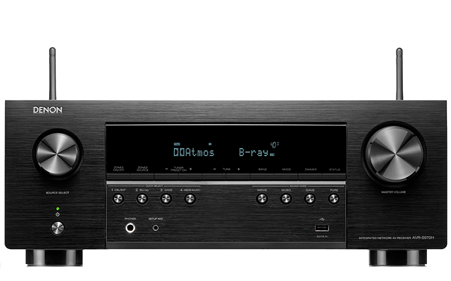 Denon AVR-S970H, receptor AV de 7.2 canales con Dolby Atmos, DTS X, 6 entradas y 2 salidas Hdmi, 8K Hdmi, Bluetooth, WLAN, Airplay 2, Heos Multiroom