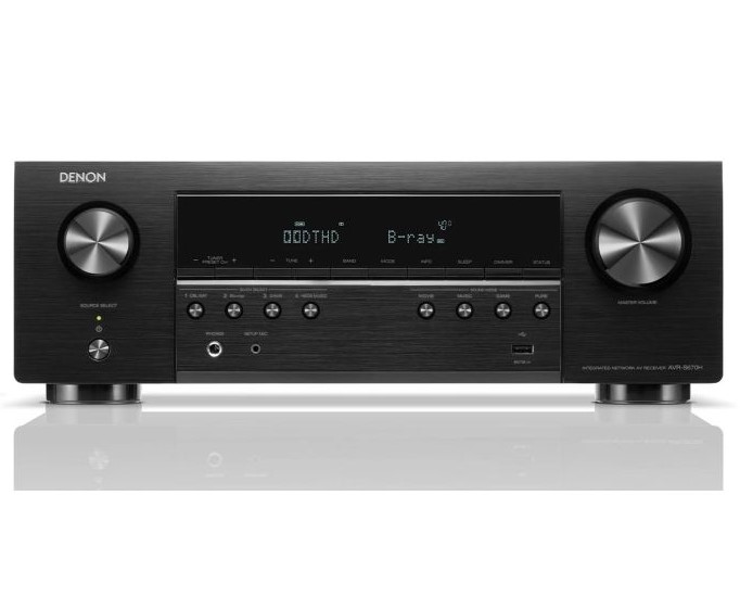 Denon AVR-S670H, receptor cine en casa 5.2 Ch, HDMI UHD 8K (75W x 5), transmisión HEOS, Bluetooth, Wi-Fi, Dolby TrueHD, Dolby Pro Logic II y DTS HD