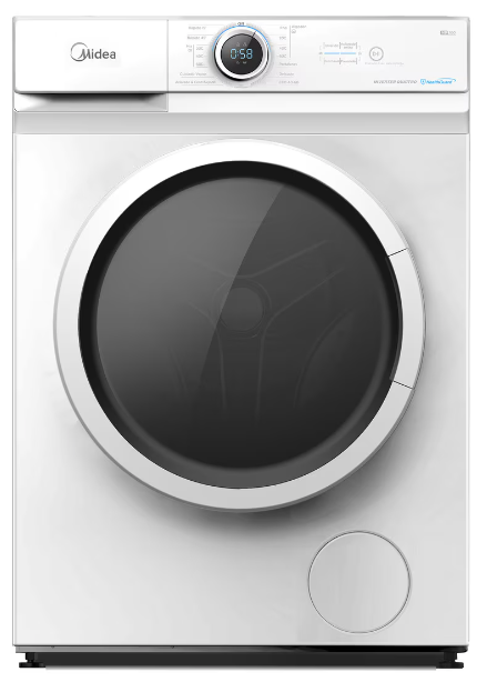 Midea MF100W70BAWES, lavadora carga frontal, motor inverter, clase A, 7KG, 1400 RPM