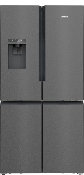Siemens KF96DPXEA, Frigorífico americano, dispensador con toma de agua, 4 puertas, No Frost, 183 x 90,5 cm, black Inox, iQ700, clase E
