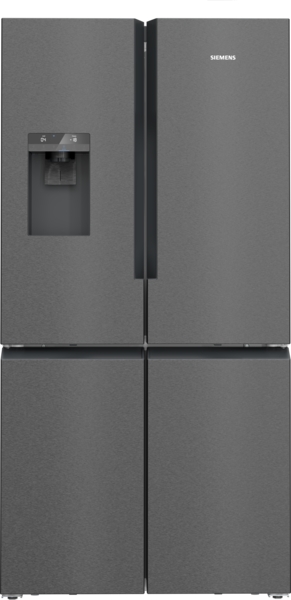 Siemens KF96DAXEA, frigorífico americano, dispensador con toma de agua, 4 puertas, No Frost, 183 x 90,5 cm, black inox, iQ500, clase E