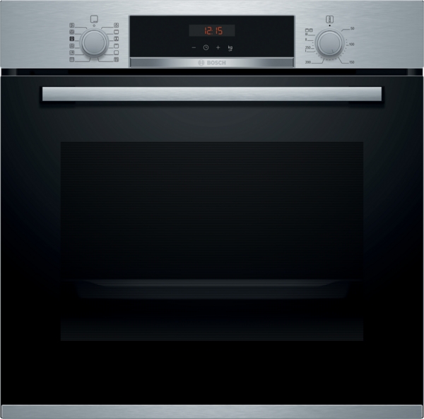 Bosch HRA574BS0, horno multifunción con vapor, cristal negro y acero inox, serie 4