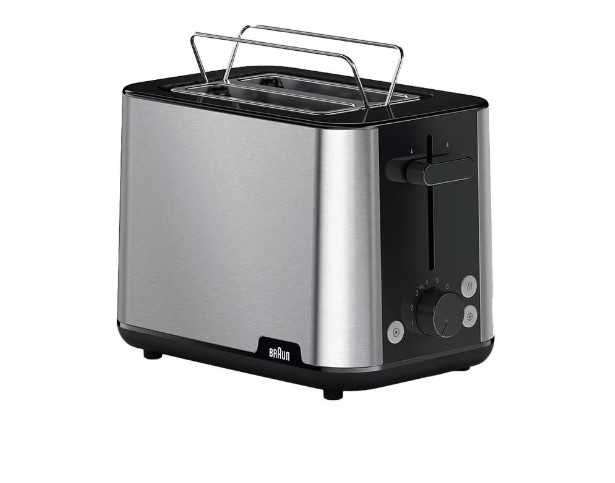 Braun HT101BI, tostadora, 900w, 2 rebanadas, 8 niveles de tostado, inox