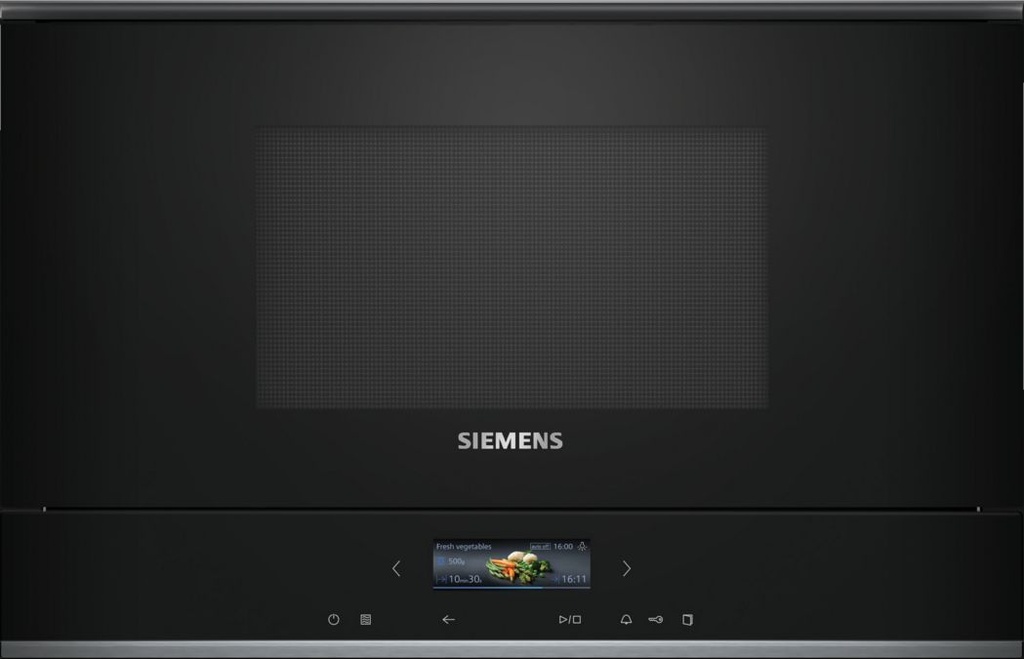 Siemens BE732L1B1, Microondas integración, iQ700, 21 Litros, Base cerámica sin plato giratorio, Negro