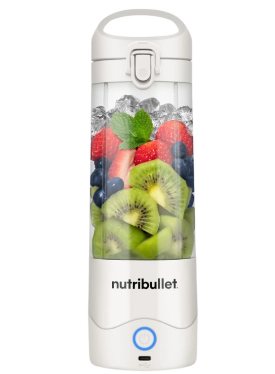 Nutribullet NBP003W, batidora de vaso portátil, carga USB-C, 475ml, 2000mAh, color blanco