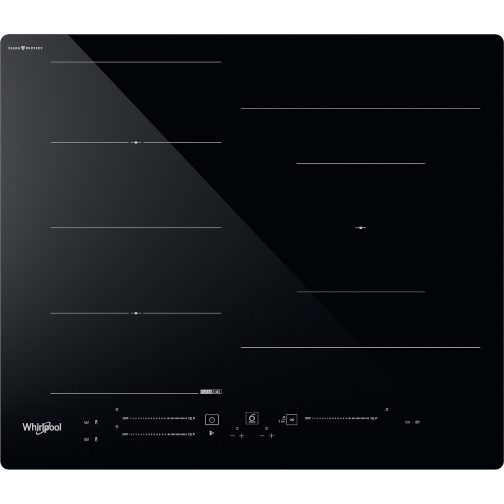 Whirlpool WF S9860 , Placa de inducción , 3 fuegos, controles frontales, zona FlexiCoo, FlexiSidek