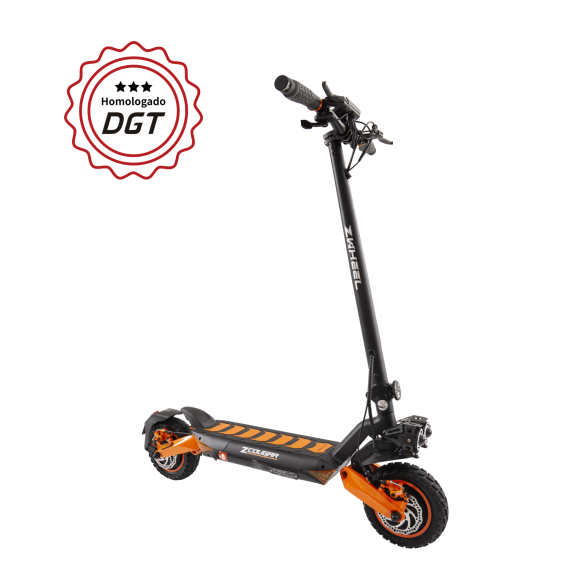 Patinete ZWHEEL ZCOUGAR DUO PZ0006, Potencia nominal 2x500W, Potencia 800W a 1600W, Velocidad 25km/h, Autonomía hasta 70km, Homologado DGT, Tracción delantera y trasera, Tiempo de carga 8-10h