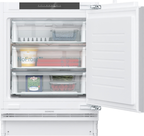 Siemens GU21NADE0, congelador integrable, 82 x 59.8cm, cierre SoftClose, con puerta fija, iQ500, clase E