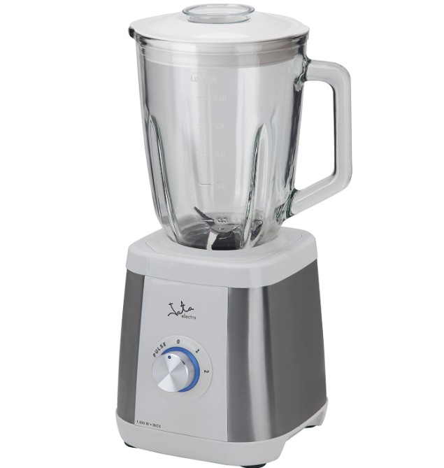 Jata BT797, batidora de vaso de cristal, 1.300 W de potencia y cuchilla dentada apta para picar hielo