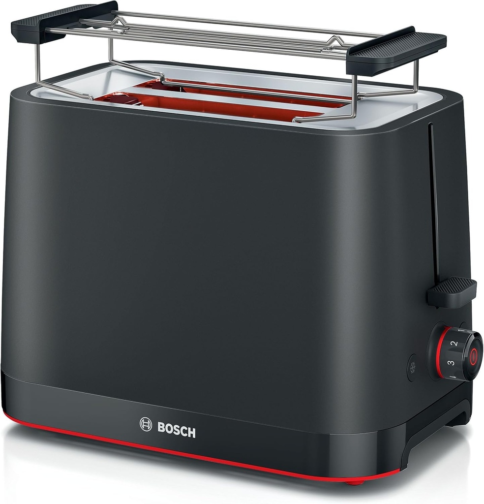 Bosch TAT3M123, tostadora, 2 rebanadas, 800-950W, negro