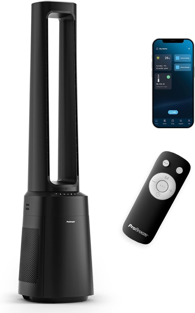 Midea AMS150-PBW, ventilador sin aspas, 10 velocidades, purificador