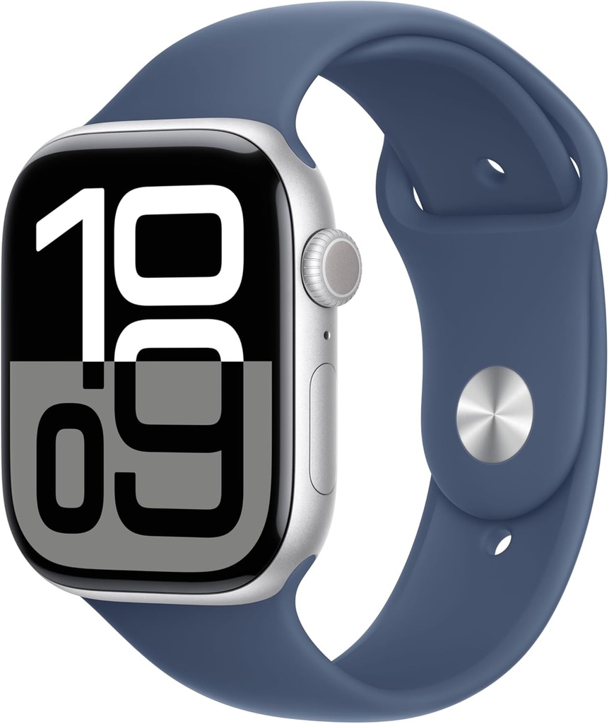 Apple Watch Serie 10, 42mm, GPS, Reloj inteligente, llamadas BT, monitor de frecuencia cardiaca, App ECG Plata/Azul