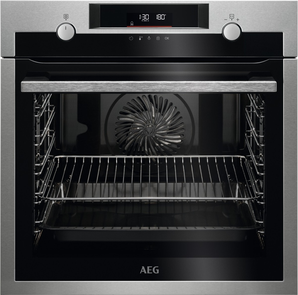AEG BPE535060M, horno multifunción pirolítico, serie 6000, SurroundCook, inox, clase A+