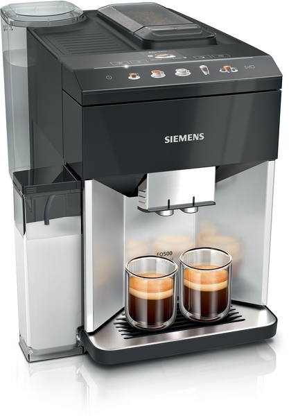 Siemens TQ513R01, cafetera superautomática, EQ500 integral, plateado claro, negro, depósito de agua extraíble