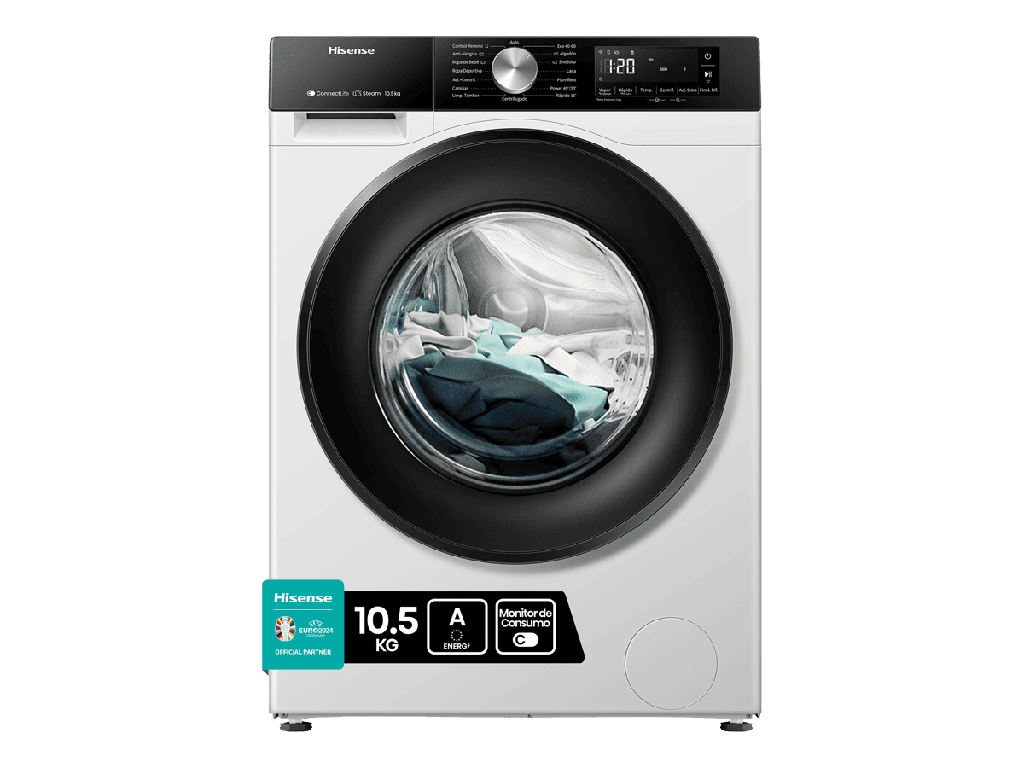 Hisense WF3S1043BW3, lavadora carga frontal, 10,5kg, 1400rpm, blanco, clase A -20%
