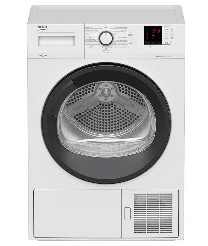 Beko DHS 7413 GA0, secadora bomba de calor, 7kg, OptiSense, AquaWave, blanco, clase A++
