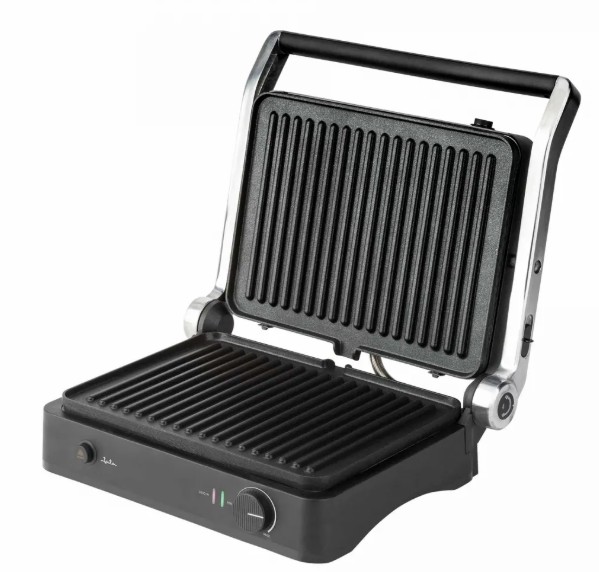 Jata JEGR1450, grill con placas desmontables, 2000w, apertura 180º, negro