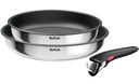 Tefal L8813S, set de sartenes, 22-26cm, mango extraíble, titanio antiadherente, inox