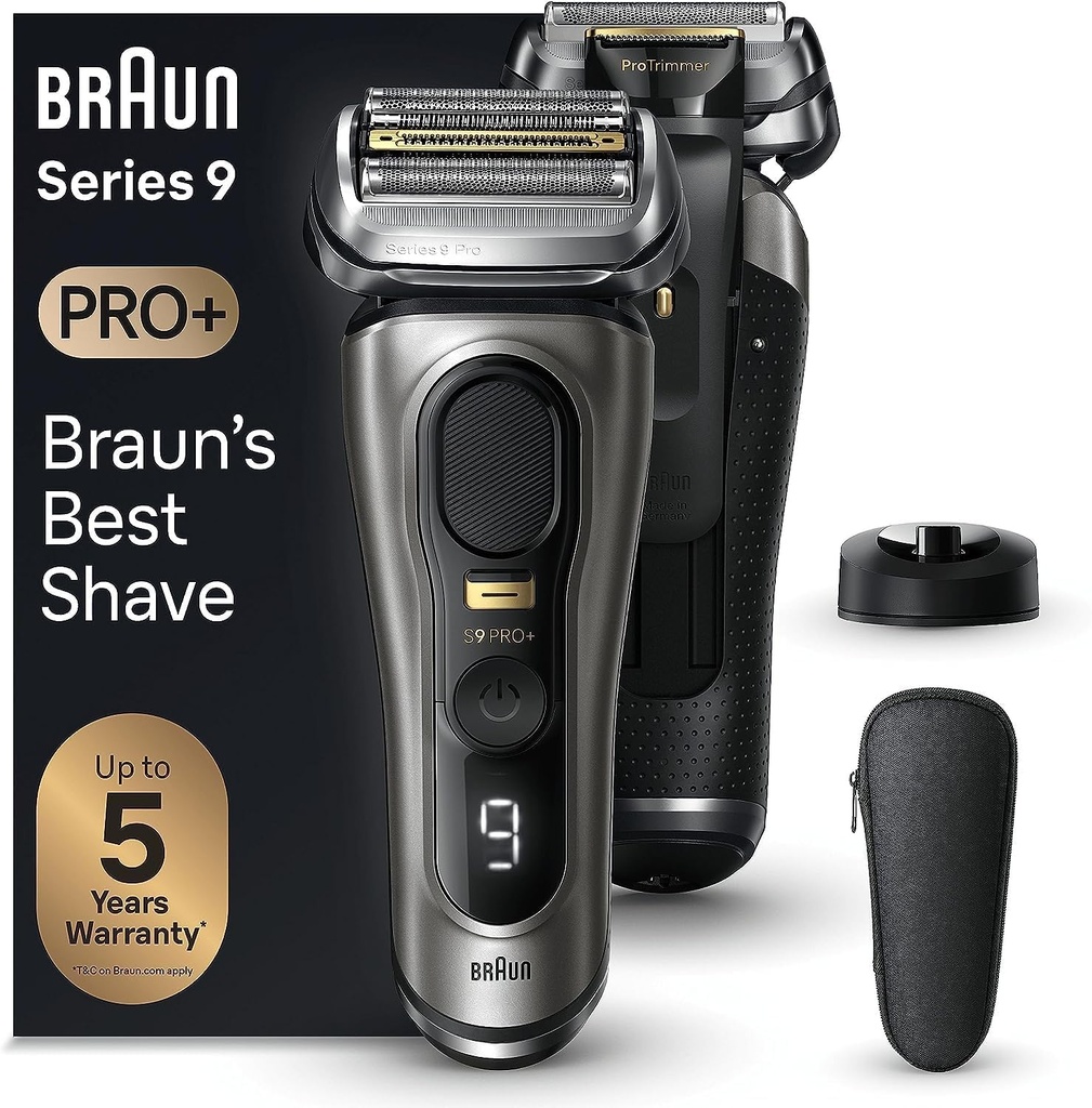 Braun 9515s, afeitadora eléctrica, serie 9 Pro+, ProTimmer integrada, base de carga, Wet&Dry