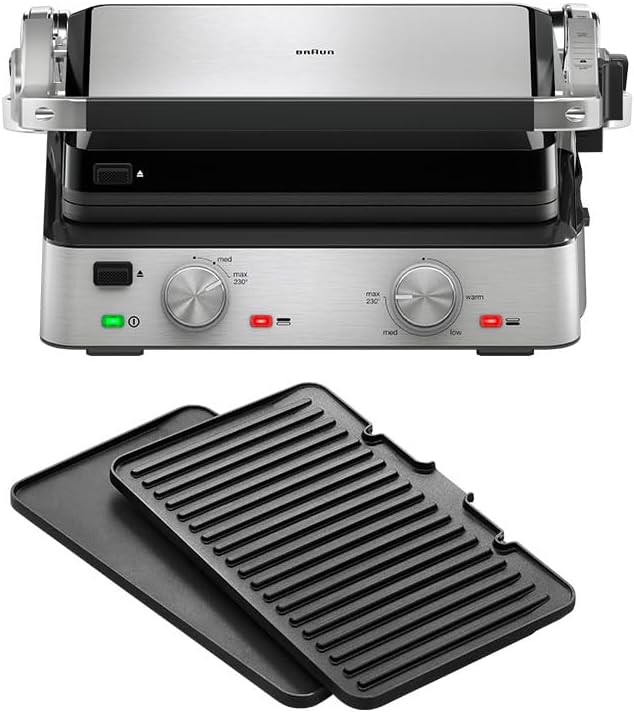Braun CG7020, multigrill 7, 2000W, bandeja recogegrasa, controles de temperatura independientes, inox