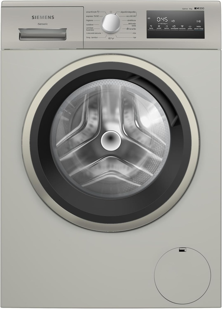 Siemens WM14N29XEP, Lavadora de carga frontal, iQ300, 9 kg máx. 1400 rpm, Acero mate antihuellas