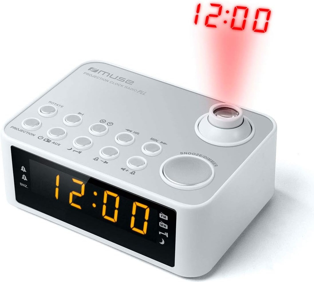 Muse M-178, Radio Despertador Am/fm Con Altavoz Integrado Y Proyector