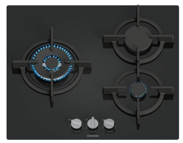 Siemens EP6A6CI10, Placa de gas 60 cm Vidrio templado, Negro