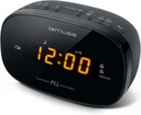Muse M-150 CR, Radio despertador FM/PLL con 20 presintonías para emisoras FM, Despertador por radio o buzzer con funciones Snooze, Sleep o siesta, 24 horas con LED en ámbar de gran tamaño y función Dimmer