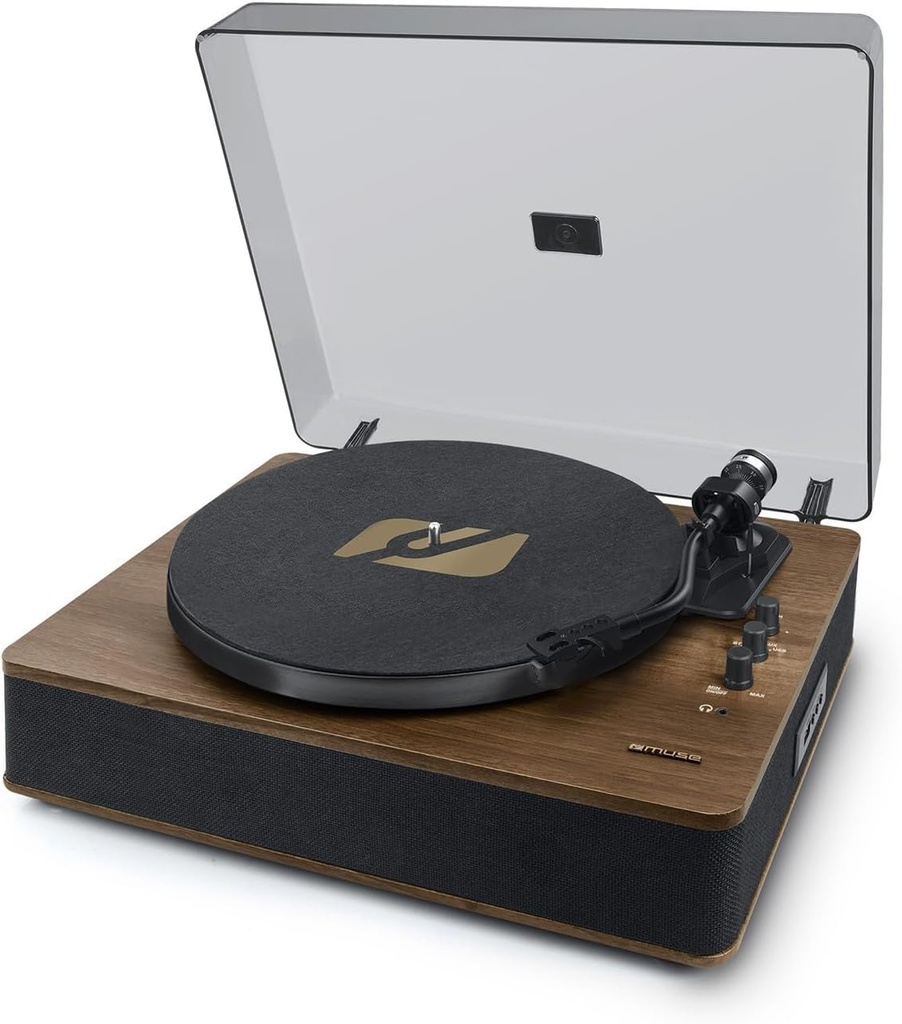 Muse MT-107 BTO, Giradiscos estéreo, 3 velocidades 33/45/78 RPM, Bluetooth, USB, Conmutador auto-apagado, Entrada auxiliar mini-jack, 2 altavoces integrados