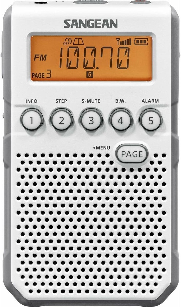Sangean DT-800, Radio portátil, 1 W, AM/FM, 40 presintonías (20 AM y 20 FM)