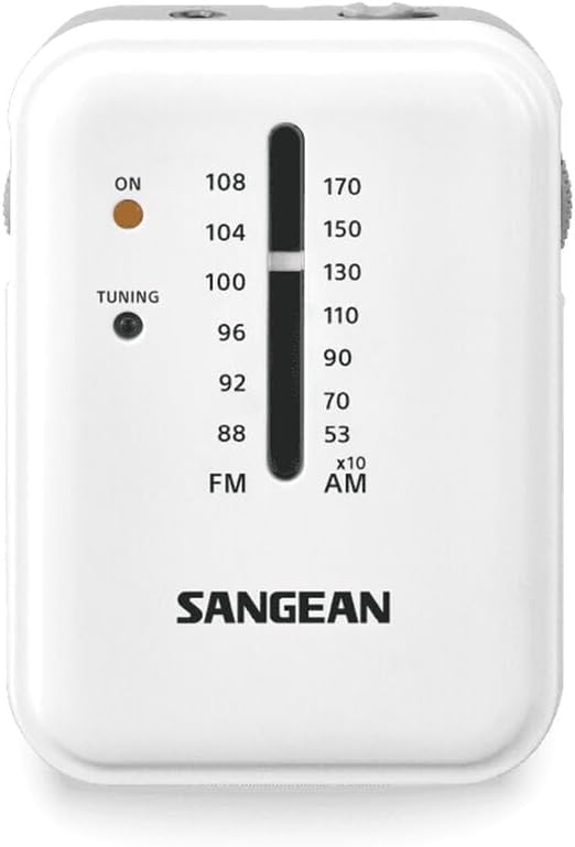 Sangean SR-32, Radio receptor de bolsillo FM/AM, Altavoz integrado, Toma de auriculares, Correa de transporte
