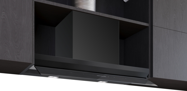 Siemens LJ88BET60, Campana decorativa integrable, 80 cm, Cristal negro, Negro mate, iQ700