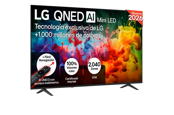 LG 75QNED70B6A, TV QNED Mini LED, UHD 4K, Procesador Inteligente α7 AI Processor 4K Gen9, Tecnologia Nano, Smart TV Web OS