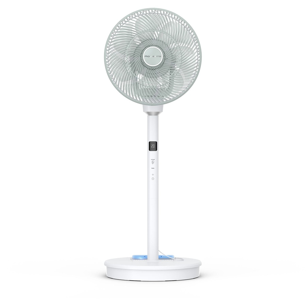 Rowenta QV5050F0,Ventilador de pie 3 en 1, Uso con o sin cable, Silencioso, 3 alturas, 20 velocidades, 3 modos automáticos y temporizador de 12 horas