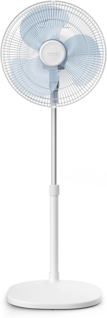 Rowenta VU4410F2, Ventilador de pie, Modo silencioso, 3 velocidades, Compacto, Oscilación y orientación ajustables, Altura regulable
