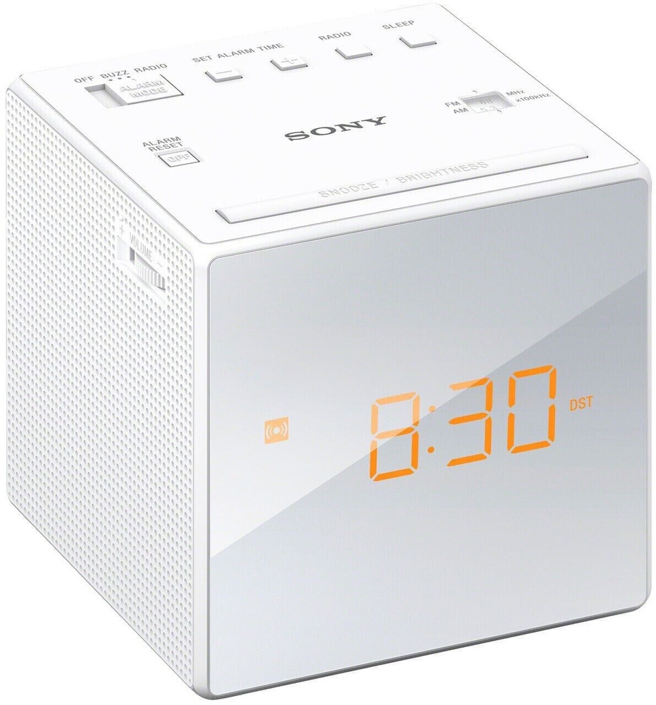Sony ICF-C1, radio despertador con pantalla LED, FM / AM analógico, Blanco