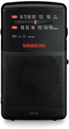 Sangean SR-35, Radio analógica de bolsillo, FM/AM, Altavoz integrado, Antena telescópica