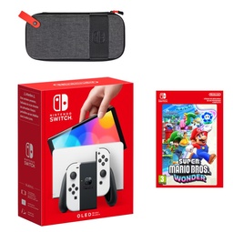 [HEGSKAAGC] Nintendo, pack nintendo switch, OLED, 64gb, incluye Super Mario Bros Wonder, 12 meses NSO, blanca
