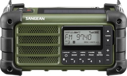 Sangean MMR-99, Radio de emergencia con manivela y panel solar, DAB+, 40 presintonías (20 AM / 20 FM), Linterna, Resistente al polvo y al agua