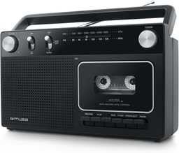 [M152RC] Muse M-152 RC, Reproductor y grabador de cassete, Radio analógica FM / MW con atena FM telescópica, Asa de mano, Altavoz 7,6 cm, Micrófono incorporado