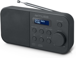 Muse M-109 DB, Radio portátil, FM/DAB+, Pantalla LCD con luz negra, 60 presintonías (30 FM + 30 DAB), Antena para FM, Doble alarma, snooze y función sleep