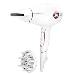 [CV6135F0] Rowenta CV6135F0, secador de pelo, 1800w, 3D Volume Booster, 3 temperaturas, 2 velocidades, difusor, color blanco y granate