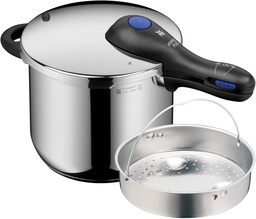[Perfect Plus Pressure 6,5L] WMF Perfect Plus Pressure, olla rápida, 6,5l, con interior incluido para cocinar a vapor, cestillo de vapor incluido