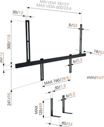 [SOUND3550] Vogel's SOUND 3550, soporte fijo, para barra de sonido, negro
