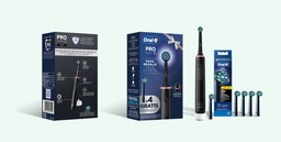 [Oral-B Pro series 3] Oral-B Pro series 3, cepillo eléctrico negro, pack regalo 4 recambios Cross Action, negro