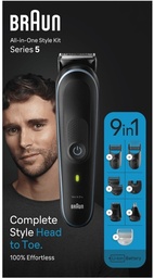 [MGK5411] Braun MGK5411, afeitadora multifunción, 9 en 1, 100% resistente al agua, series 5, negra